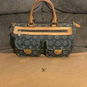 Designer Monogram Denim Neo Speedy Satchel